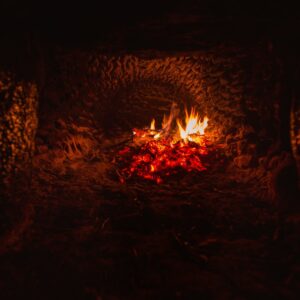 fire pit in cave